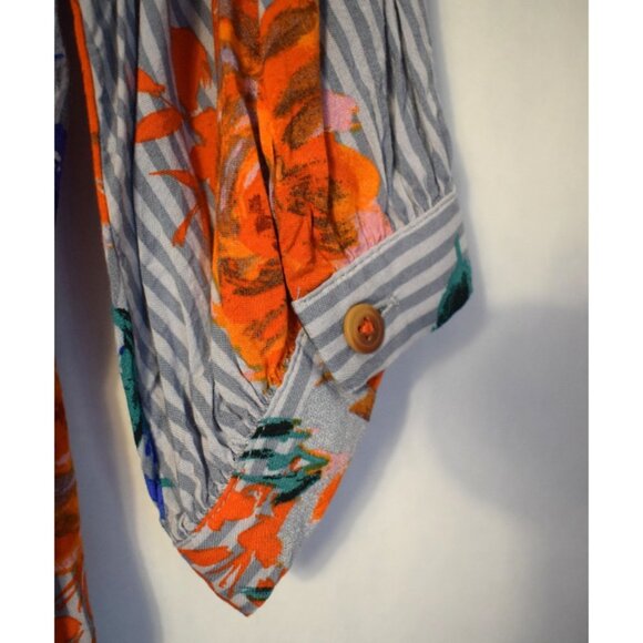 Anthropologie Maeve Lillorne Striped & Floral Button Blouse with Waist Tie - Picture 10 of 13